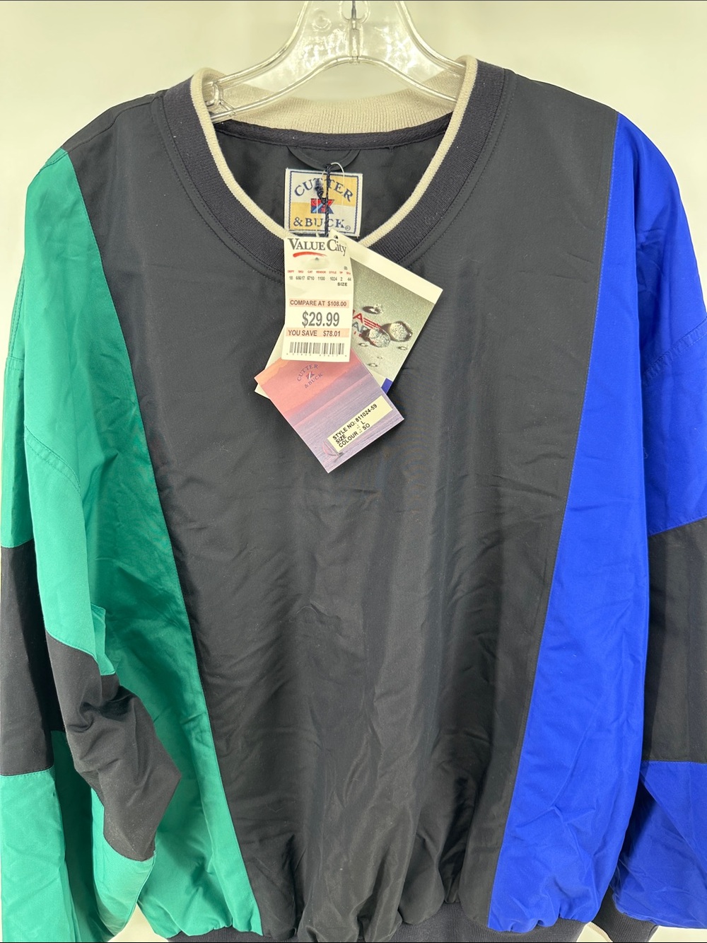 Vintage Colorblock Cutter & Buck Wind Crewneck Pullover New Tags Men’s Large - Picture 4 of 8